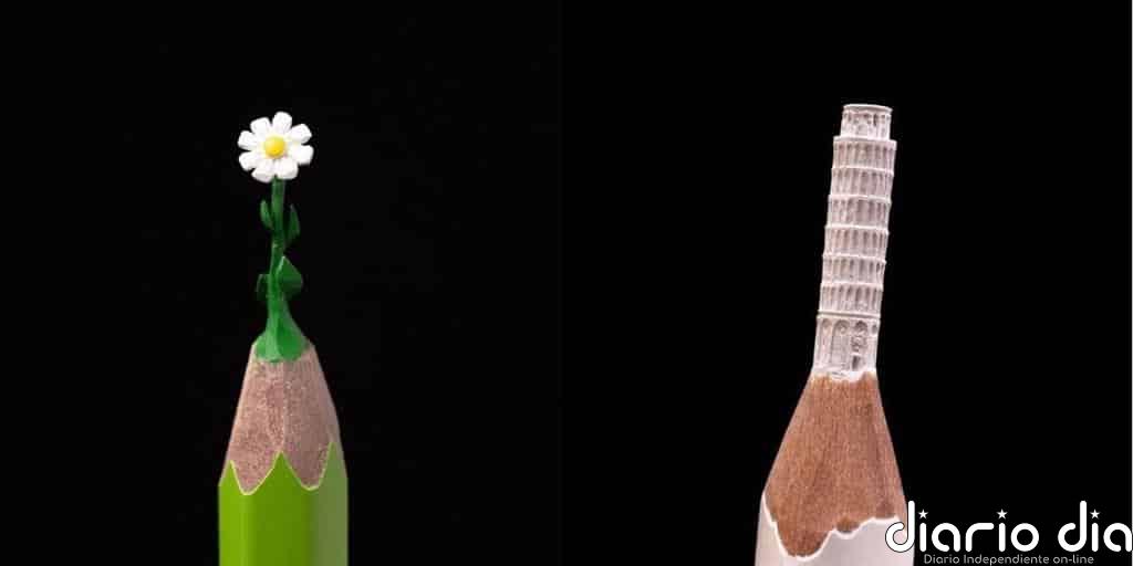 Así son las esculturas en miniatura que crea el artista ruso Salavat Fidai en la punta de los lápices