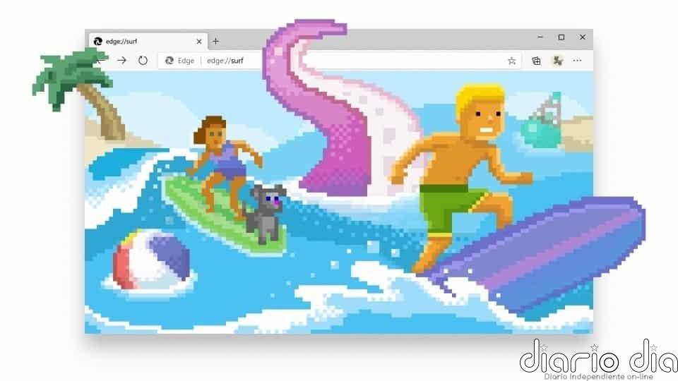 Edge lanza su minijuego de surf, que permite jugar sin conexión desde el navegador
