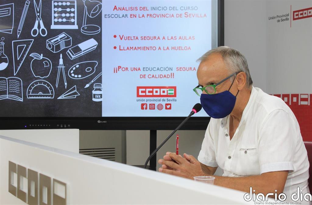 CCOO alerta de que el inicio del curso en Sevilla será "caótico e incierto" por la "inacción" de Educación