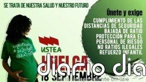 CCOO y Ustea convocan huelga educativa el día 18 para exigir medidas preventivas "reales" en los centros contra el Covid