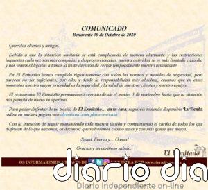 El Ermitaño de Benavente, con Estrella Michelin, cierra desde este martes ante las medidas "desproporcionadas"