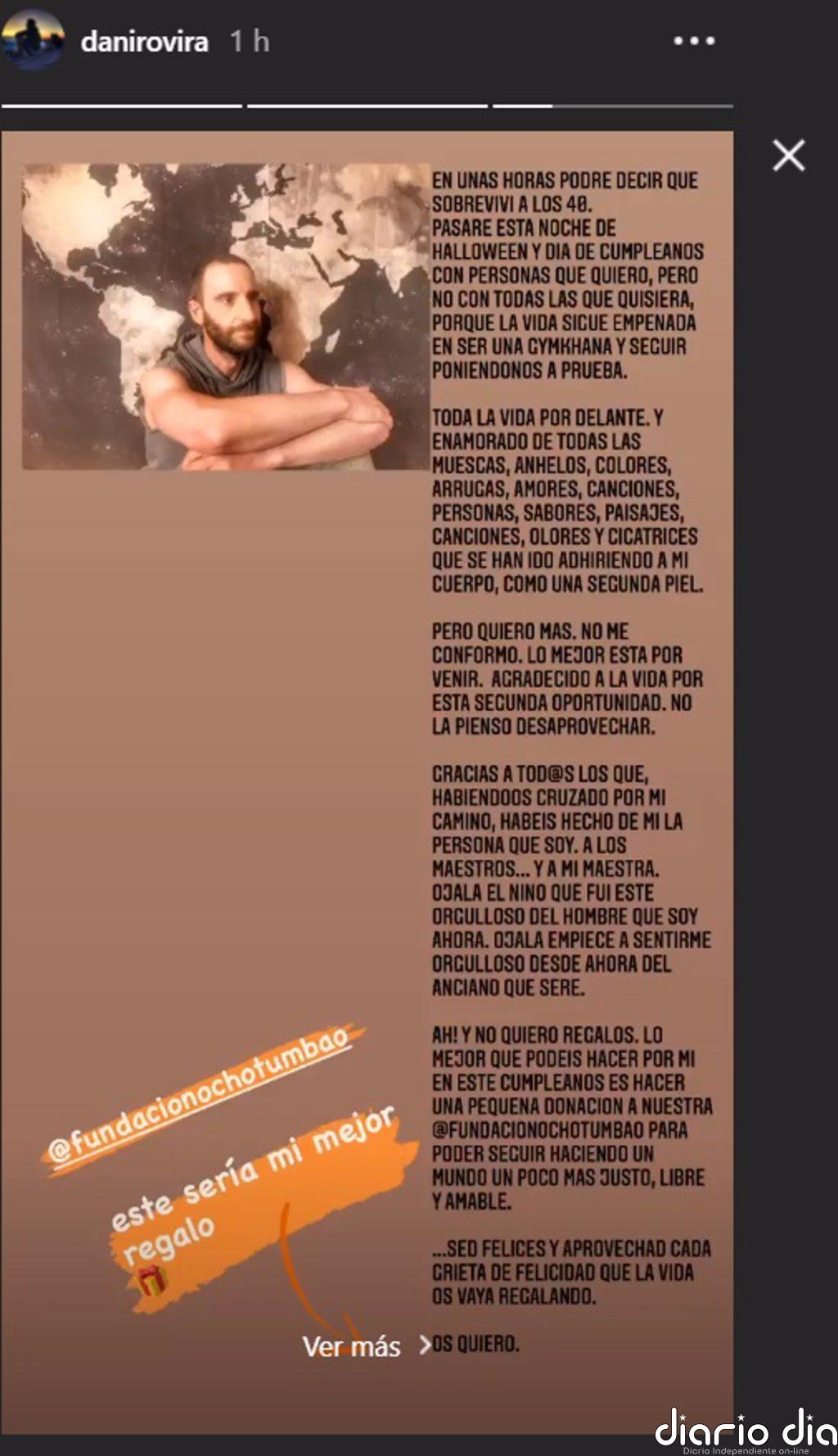 El reflexivo y emocionante texto que Dani Rovira ha compartido horas antes de su cumpleaños