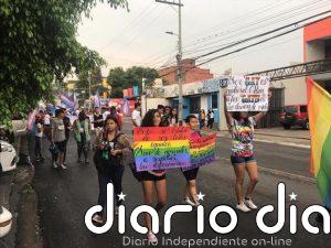 Activistas de la comunidad LGBT hondureña durante una demostración en 2019 en Tegucigalpa. En este país, El Salvador y Guatemala la persecución de que son víctimas les fuerza a buscar el casi imposible asilo en Estados Unidos. Foto: Mirte Postema/HRW