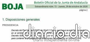 La Junta publica 'in extremis' el BOJA que regula el cierre perimetral de Andalucía y el confinamiento de 449 municipios