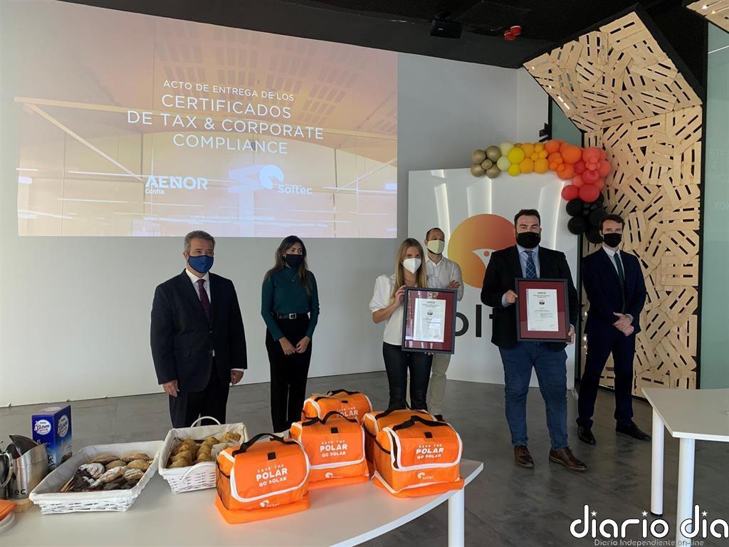 Aenor entrega a Soltec los certificados por sus sistemas de gestión de Compliance Tributario y Penal