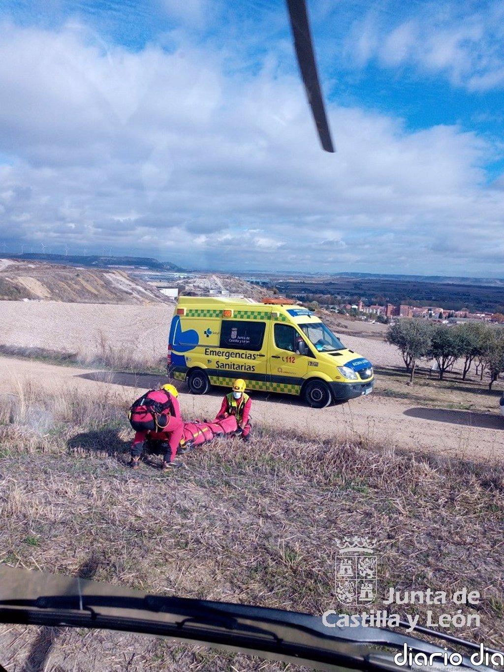 Auxiliado un ciclista que resultó herido al sufrir un accidente en Villamuriel (Palencia)