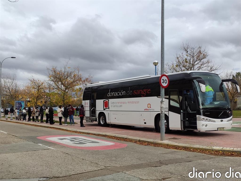 Colas de jóvenes para donar sangre en el campus universitario Miguel de Unamuno de Salamanca