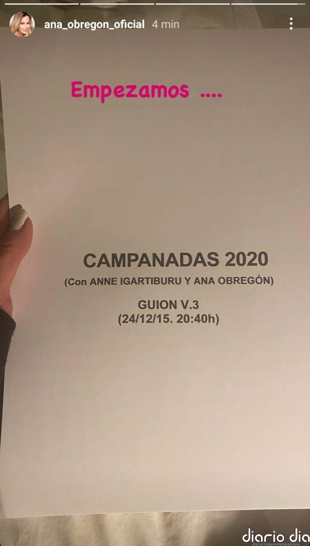 Ana Obregón muestra el guión de las Campanadas y da el pistoletazo de salida 4 días antes de la gran noche