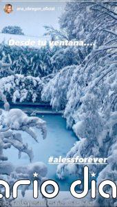 Ana Obregón contempla la nieve desde la habitación de su hijo Aless Lequio