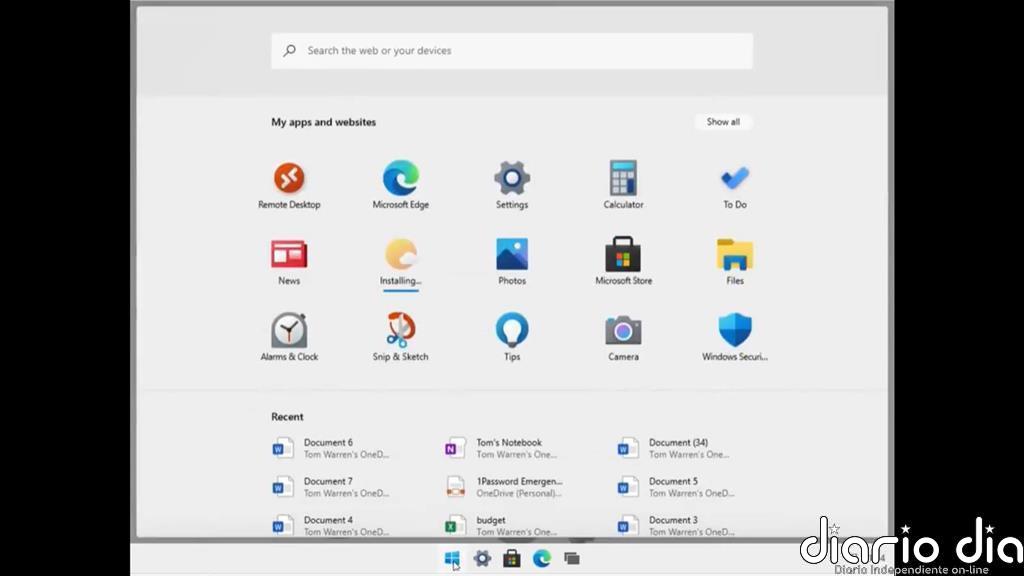 Así es el menú de inicio del sistema operativo Windows 10X
