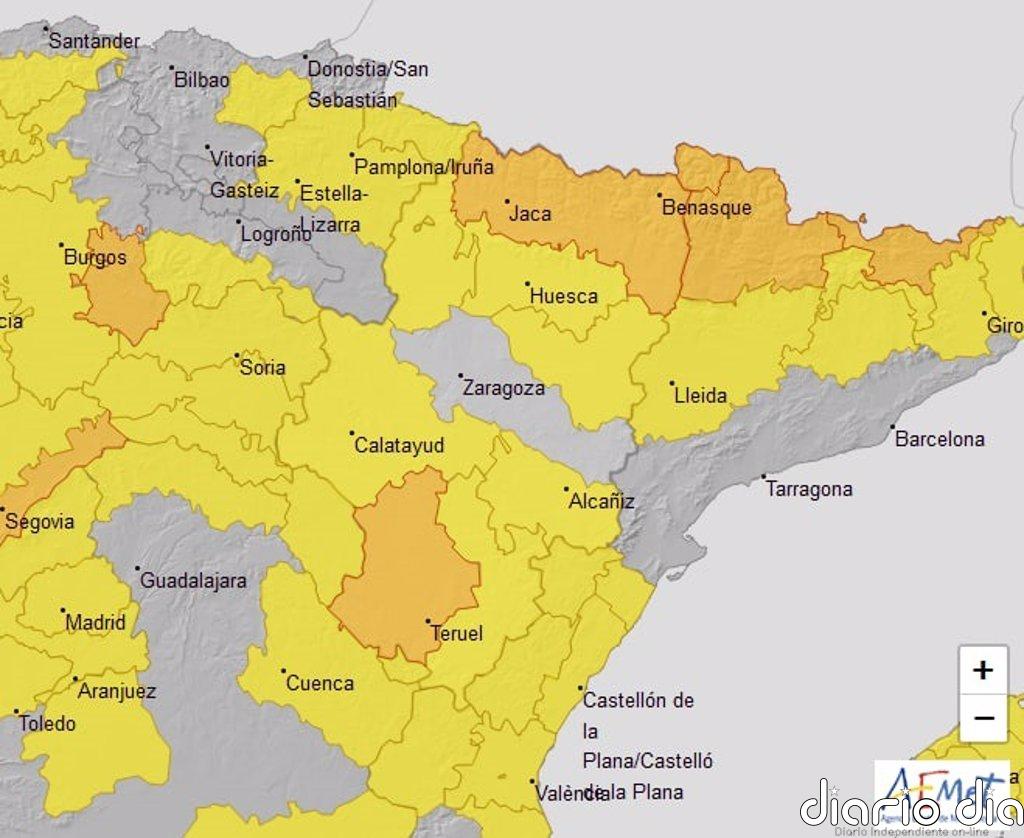 Aviso naranja por temperaturas mínimas en el Pirineo y Teruel y amarillo en casi todo Aragón