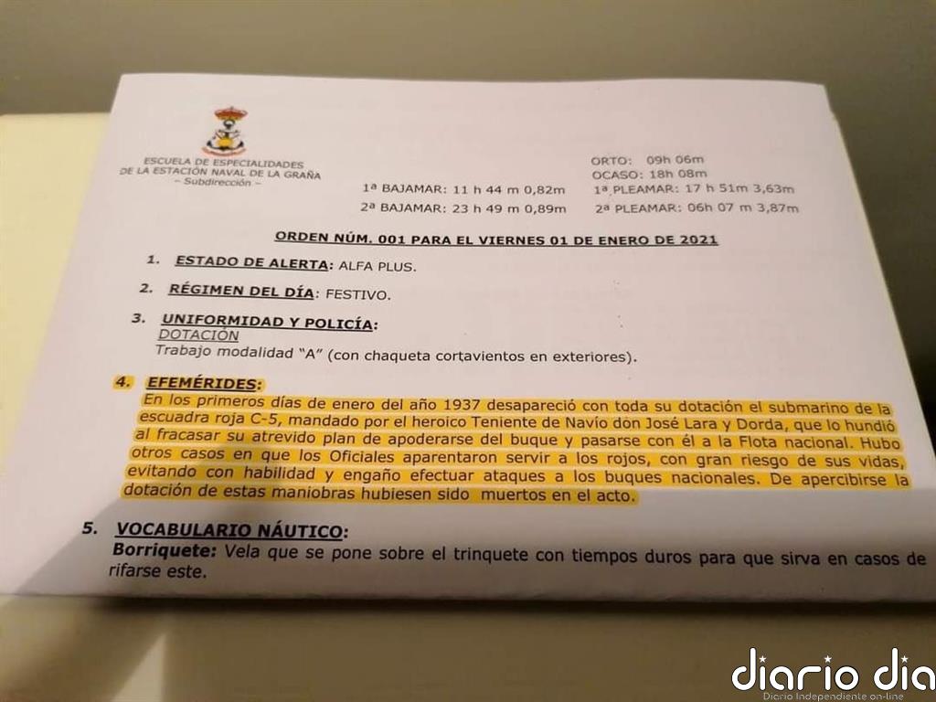 Cesado el jefe de Estudios de la Escuela Naval de la Armada en Ferrol por publicar "una efeméride no permitida"