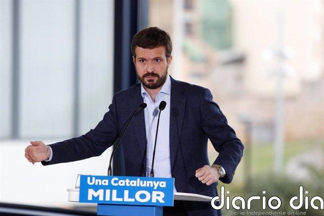 Casado felicita a Illa por su resultado pero ve "muy mala noticia" la victoria del independentismo El presidente del Partido Popular, Pablo Casado interviene durante un acto de campaña del PP para las elecciones a la Generalitat del 14-F, en Tarragona, Catalunya (España), a 9 de febrero de 2021.