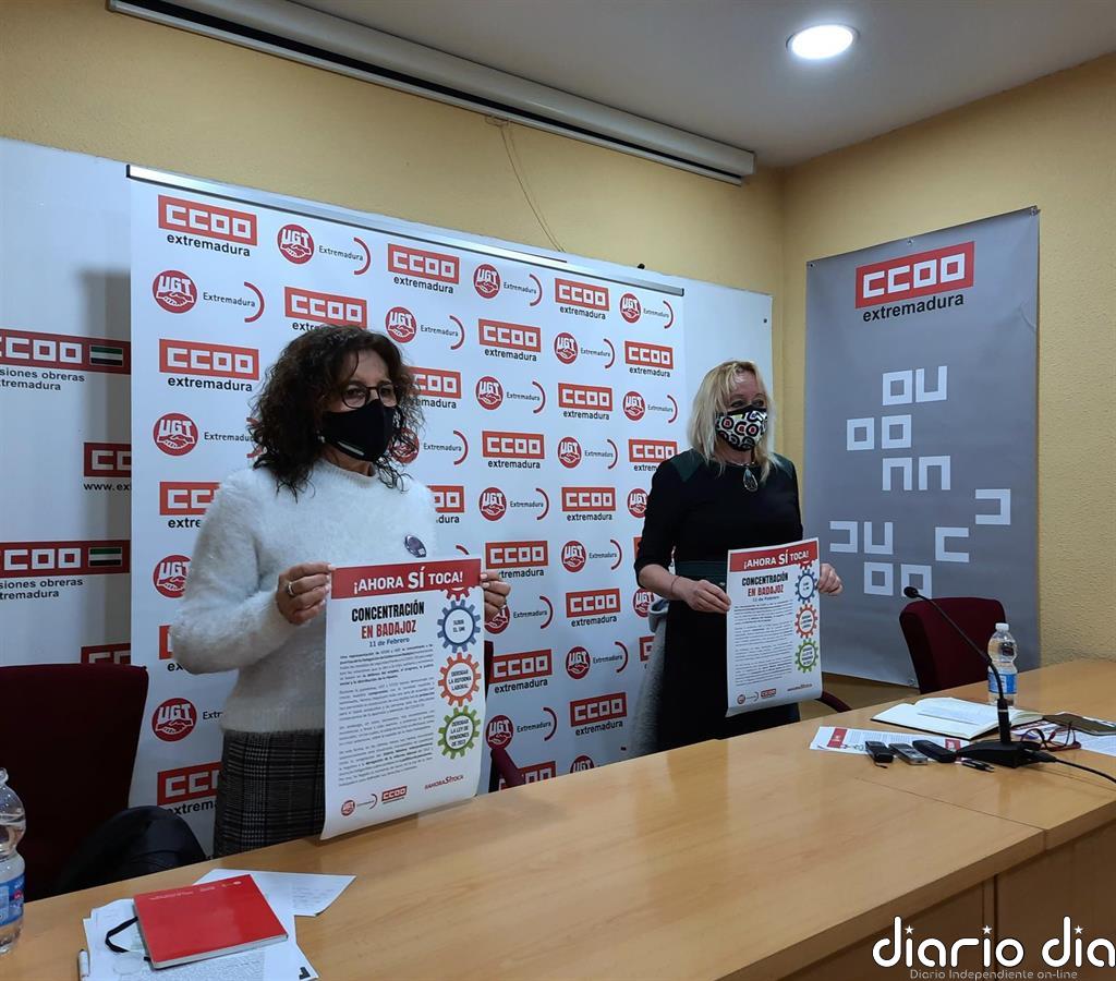 CCOO y UGT se concentrarán en Badajoz para dar "un toque de atención" al Gobierno en pensiones, SMI y reformas