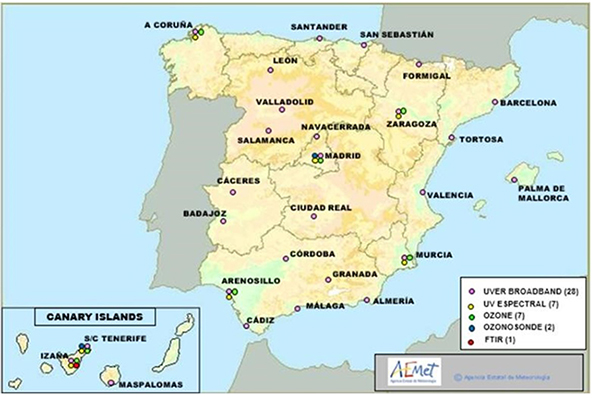 Red Nacional de estaciones de medida de ozono y radiación ultravioleta