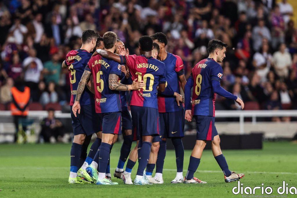 El Barça golea y sonríe con Gavi