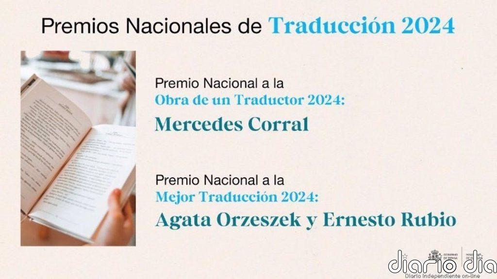 Mercedes Corral, Premio Nacional a Obra de Traductor, y Agata Orzeszek y Ernesto Rubio, Premio Nacional Mejor Traducción