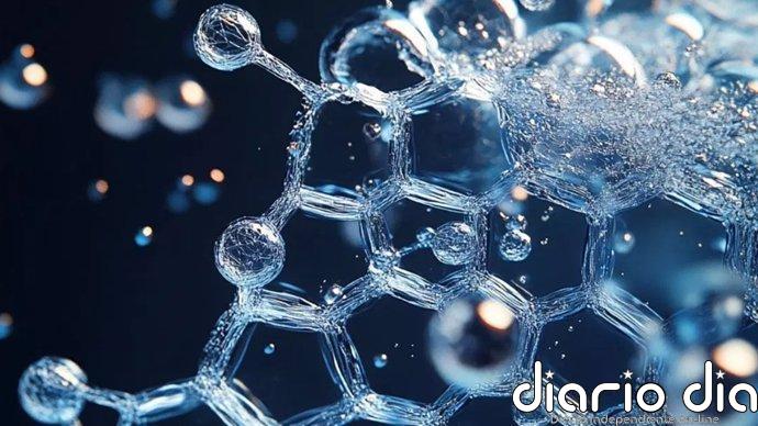 Nuevo método produce hidrógeno más deprisa y con menos energía Representación artística de la división del agua.