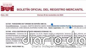 El BORME publica el cese de Pilar Sánchez Acera como consejera de Paradores