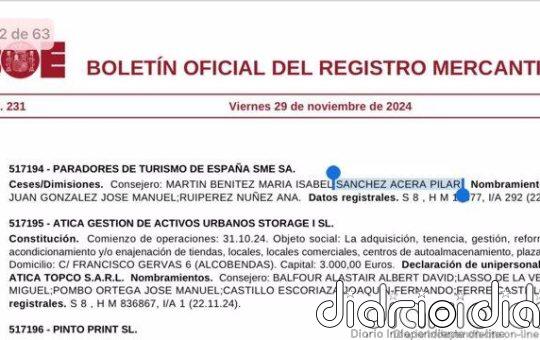 El BORME publica el cese de Pilar Sánchez Acera como consejera de Paradores