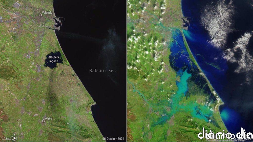 La ESA publica imágenes por satélite de las inundaciones en Valencia que ilustran la magnitud del desastre