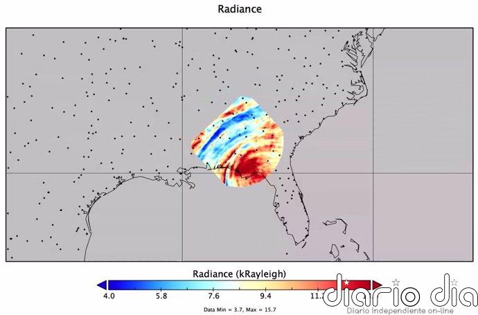 Ondas de gravedad del huracán Helene registradas desde la órbita