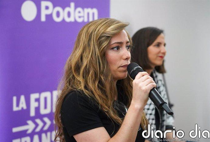 Podemos exige a Sánchez declarar el Estado de Alarma y expropiar pisos turísticos para alojar a afectados Archivo - La secretaria general de Podemos, Ione Belarra (d), y la coordinadora general de Podem País Valencià y portavoz de Podemos, María Teresa Pérez (i), a 11 de mayo de 2024, en Valencia, Comunidad Valenciana (España).
