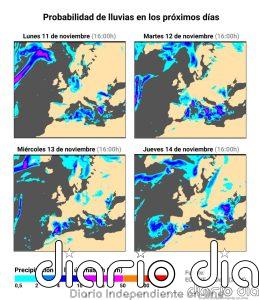 Una DANA o borrasca fría dejará esta semana lluvias en Mediterráneo y nevará en el norte por la bajada de temperaturas