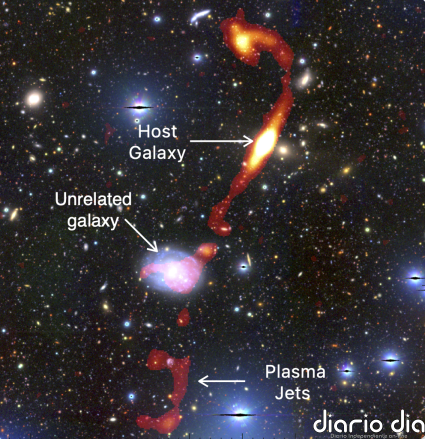 Nueva radiogalaxia de 32 veces la Vía Láctea con física 'problemática'