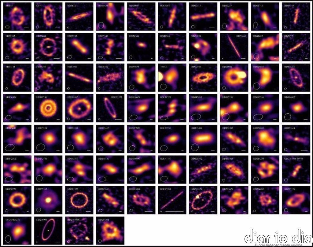 Revelan la estructura de 74 cinturones de cometas en estrellas cercanas