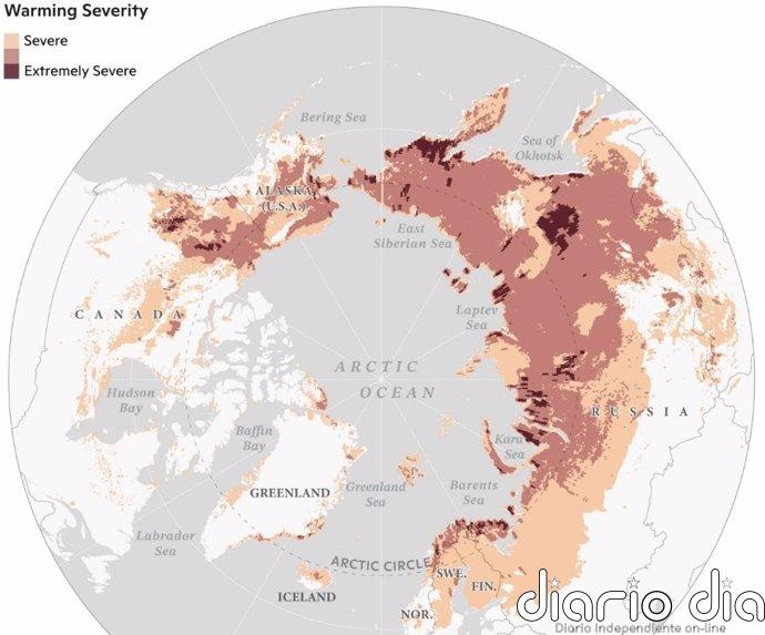 Un mapa revela puntos críticos de calentamiento cerca del Ártico