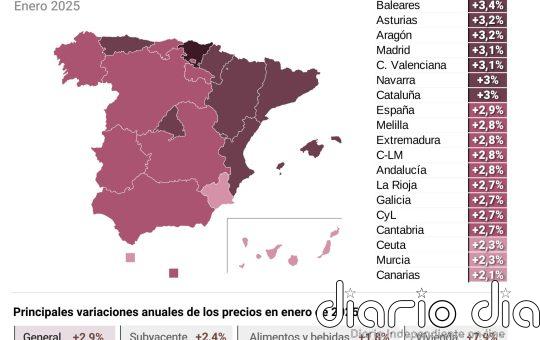 El IPC subió en enero al 2,9%, una décima menos de lo esperado, por gasolinas y luz