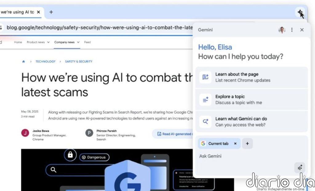 Google integra Gemini en Chrome y avanza hacia los navegadores inteligentes con funciones de agente