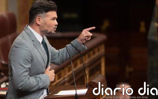 Rufián reprocha al Gobierno que el embargo de armas a Israel llega "tarde y mal"