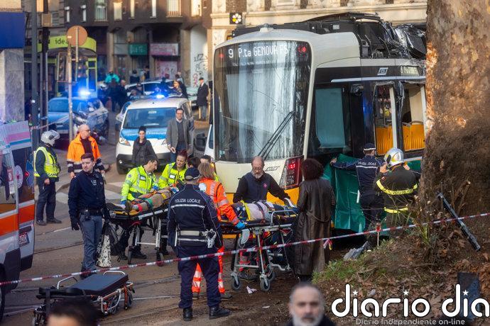Al menos un muerto y 39 heridos en Milán (Italia) al estrellarse un tranvía contra un edificio