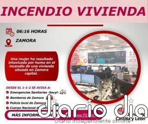 Una mujer de 88 años resulta intoxicada por humo en el incendio de una vivienda en Zamora