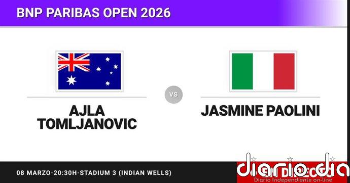 Ajla Tomljanovic - Jasmine Paolini, en directo hoy: sigue el partido de BNP Paribas Open