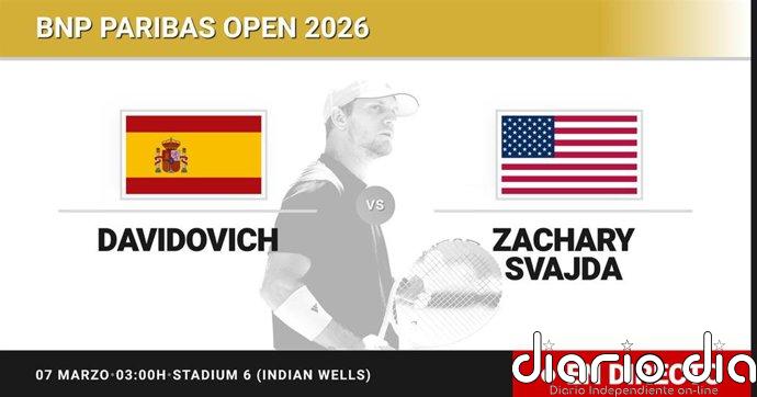 Alejandro Davidovich Fokina - Zachary Svajda, en directo hoy: sigue el partido de BNP Paribas Open