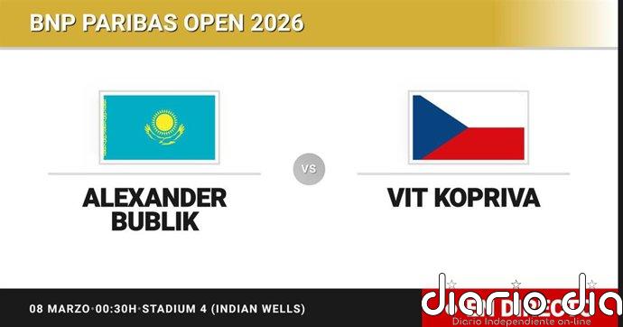 Alexander Bublik - Vit Kopriva, en directo hoy: sigue el partido de BNP Paribas Open