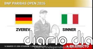 Alexander Zverev - Jannik Sinner, en directo hoy: sigue el partido de BNP Paribas Open