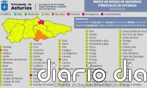 Aller, Lena y Mieres tendrán este martes un índice 'muy alto' de riesgo de incendios forestales