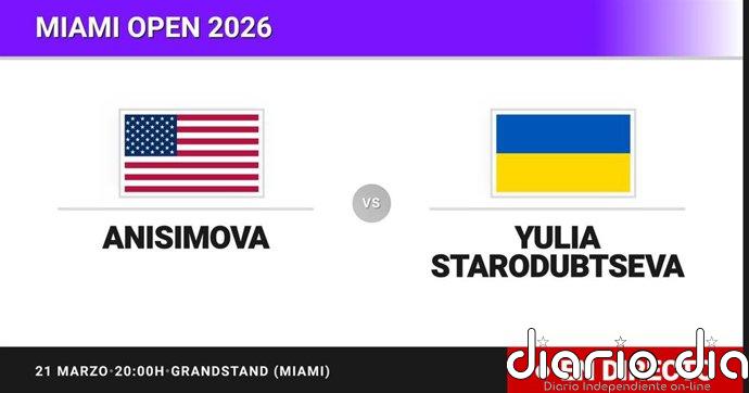 Amanda Anisimova - Yulia Starodubtseva, en directo hoy: sigue el partido de Miami Open
