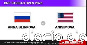 Anna Blinkova - Amanda Anisimova, en directo hoy: sigue el partido de BNP Paribas Open