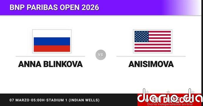 Anna Blinkova - Amanda Anisimova, en directo hoy: sigue el partido de BNP Paribas Open