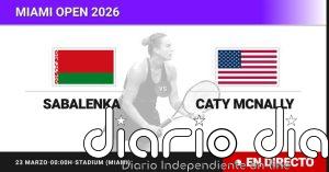 Aryna Sabalenka - Caty McNally, en directo hoy: sigue el partido de Miami Open