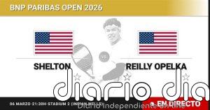 Ben Shelton - Reilly Opelka, en directo hoy: sigue el partido de BNP Paribas Open