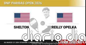 Ben Shelton - Reilly Opelka, en directo hoy: sigue el partido de BNP Paribas Open