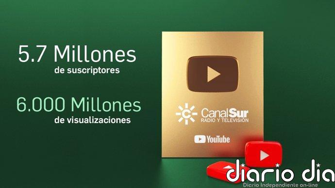 CanalSur supera los cuatro millones de euros en ingresos en YouTube y alcanza 5,76 millones de suscriptores