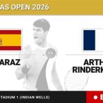 Carlos Alcaraz - Arthur Rinderknech, en directo hoy: sigue el partido de BNP Paribas Open