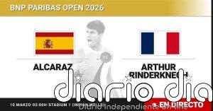 Carlos Alcaraz - Arthur Rinderknech, en directo hoy: sigue el partido de BNP Paribas Open